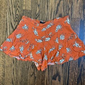 Forever 21 Rust Floral Flowy Shorts